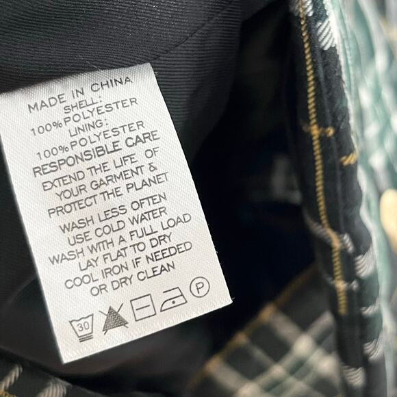 Hill House Quilted Jacket Womens Large Black Green Plaid Pockets Collared READ - Picture 11 of 11